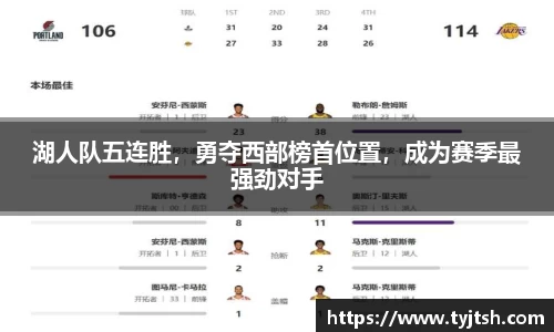 湖人队五连胜，勇夺西部榜首位置，成为赛季最强劲对手
