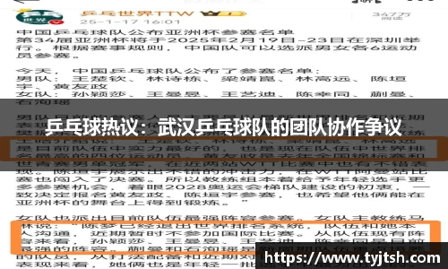 乒乓球热议：武汉乒乓球队的团队协作争议